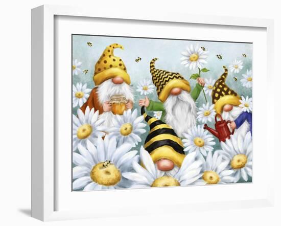 Gnomes in Daisy's Field-MAKIKO-Framed Giclee Print