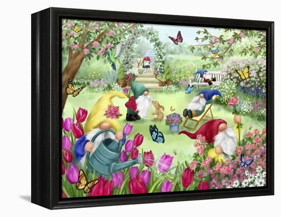 Gnomes in Spring Garden-MAKIKO-Framed Premier Image Canvas