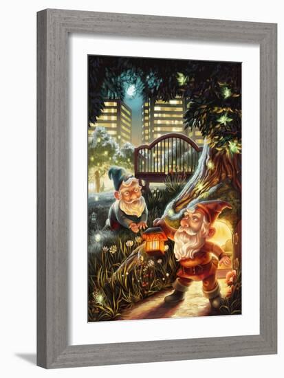 Gnomes in the City-Lantern Press-Framed Art Print