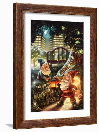 Gnomes in the City-Lantern Press-Framed Art Print