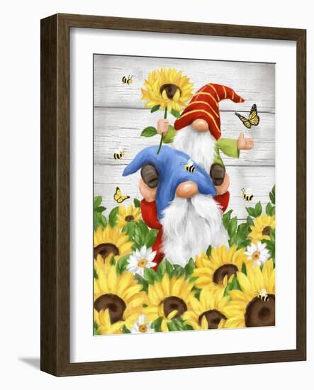 Gnomes with Sunflowers-MAKIKO-Framed Giclee Print