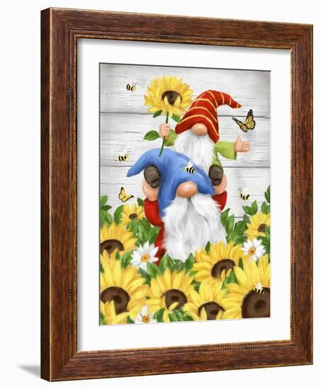 Gnomes with Sunflowers-MAKIKO-Framed Giclee Print