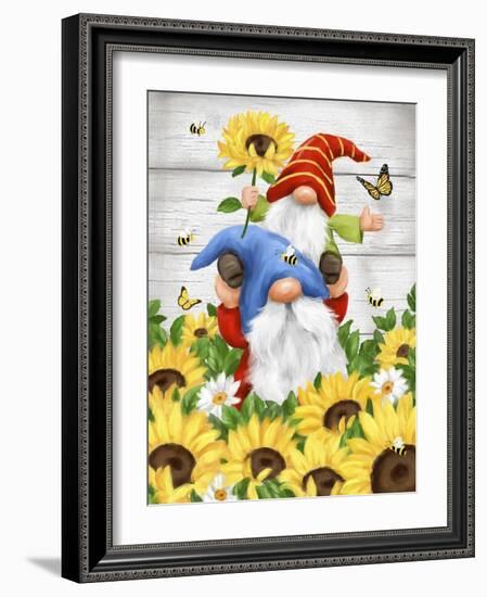 Gnomes with Sunflowers-MAKIKO-Framed Giclee Print