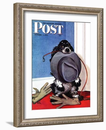 "Go for A Walk?," Saturday Evening Post Cover, October 7, 1944-Albert Staehle-Framed Premium Giclee Print