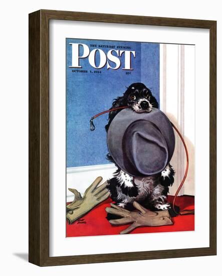 "Go for A Walk?," Saturday Evening Post Cover, October 7, 1944-Albert Staehle-Framed Premium Giclee Print
