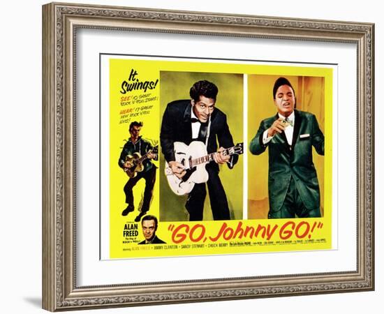 Go, Johnny, Go!, Bottom Left: Alan Freed, 2nd Left: Chuck Berry, Jackie Wilson, 1959-null-Framed Art Print