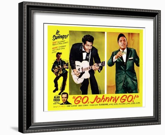 Go, Johnny, Go!, Bottom Left: Alan Freed, 2nd Left: Chuck Berry, Jackie Wilson, 1959-null-Framed Art Print