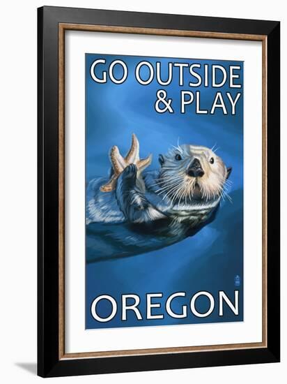 Go Outside and Play - Oregon Sea Otter-Lantern Press-Framed Art Print