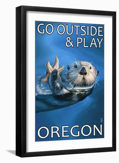 Go Outside and Play - Oregon Sea Otter-Lantern Press-Framed Art Print