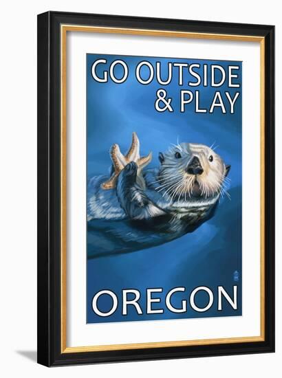 Go Outside and Play - Oregon Sea Otter-Lantern Press-Framed Art Print