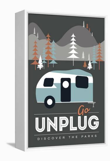 Go Unplug (Camper) - Discover the Parks-Lantern Press-Framed Stretched Canvas