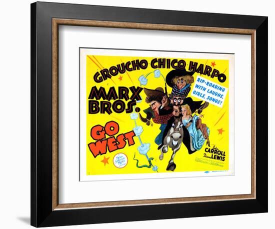 Go West, Chico Marx, Groucho Marx, Harpo Marx [The Marx Brothers], 1940-null-Framed Art Print