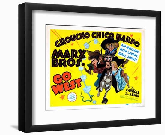 Go West, Chico Marx, Groucho Marx, Harpo Marx [The Marx Brothers], 1940-null-Framed Art Print