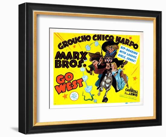 Go West, Chico Marx, Groucho Marx, Harpo Marx [The Marx Brothers], 1940-null-Framed Art Print