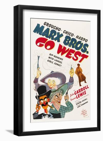 Go West, Groucho Marx, Harpo Marx, Chico Marx, Diana Lewis, 1940-null-Framed Premium Giclee Print