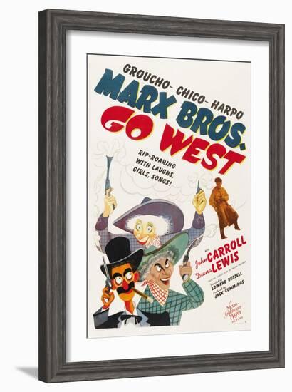 Go West, Groucho Marx, Harpo Marx, Chico Marx, Diana Lewis, 1940-null-Framed Art Print