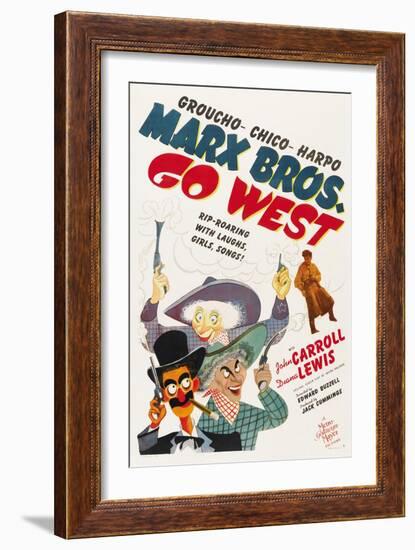 Go West, Groucho Marx, Harpo Marx, Chico Marx, Diana Lewis, 1940-null-Framed Art Print