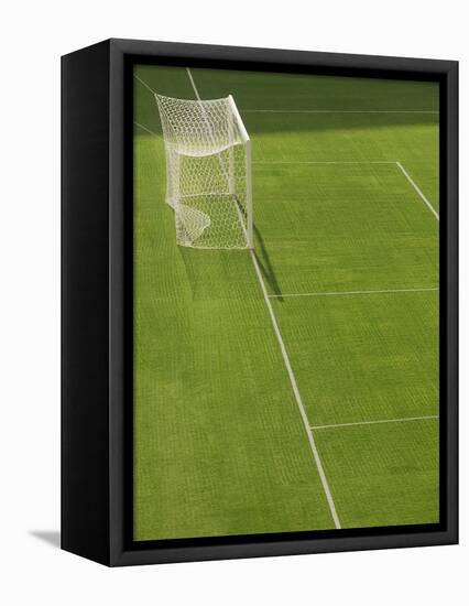 Goal and Net on Empty Soccer Field-David Madison-Framed Premier Image Canvas