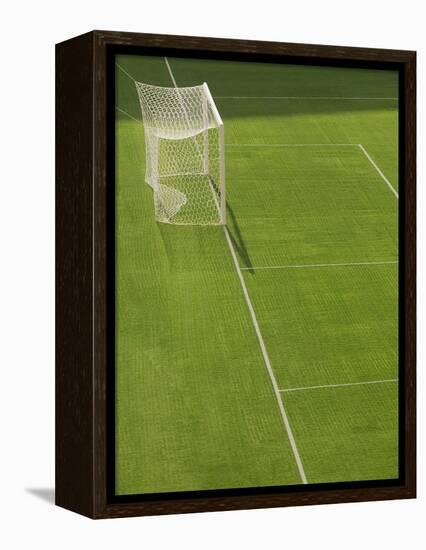 Goal and Net on Empty Soccer Field-David Madison-Framed Premier Image Canvas