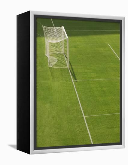 Goal and Net on Empty Soccer Field-David Madison-Framed Premier Image Canvas