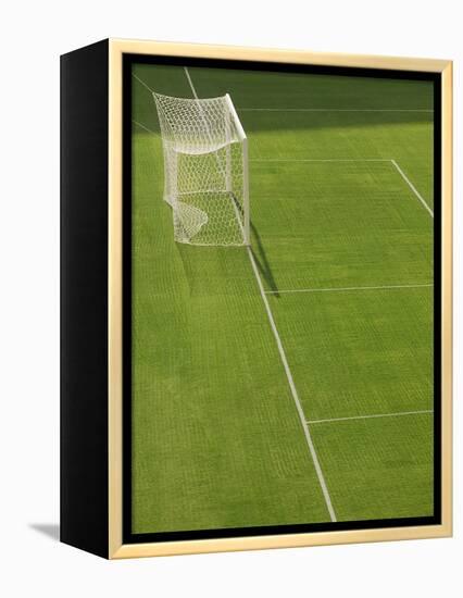 Goal and Net on Empty Soccer Field-David Madison-Framed Premier Image Canvas