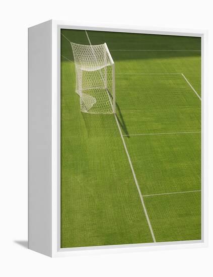 Goal and Net on Empty Soccer Field-David Madison-Framed Premier Image Canvas