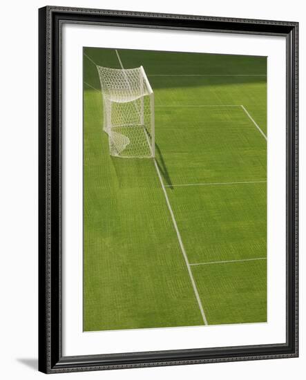 Goal and Net on Empty Soccer Field-David Madison-Framed Photographic Print