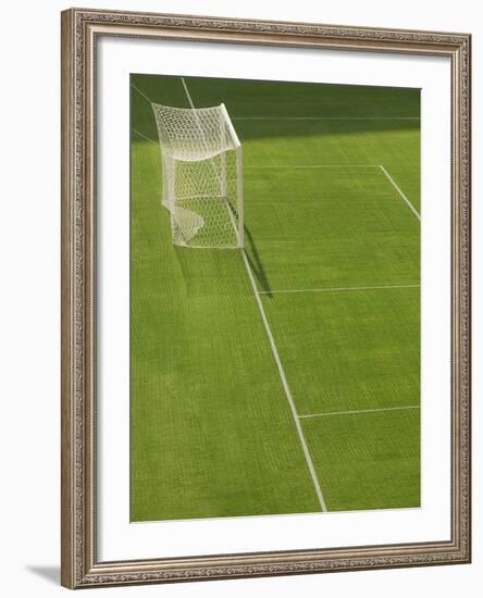 Goal and Net on Empty Soccer Field-David Madison-Framed Photographic Print