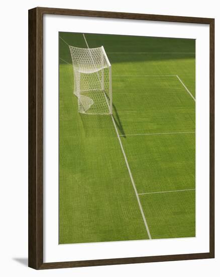 Goal and Net on Empty Soccer Field-David Madison-Framed Photographic Print