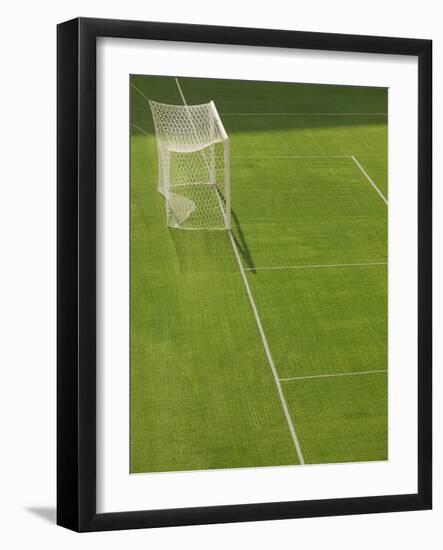 Goal and Net on Empty Soccer Field-David Madison-Framed Photographic Print