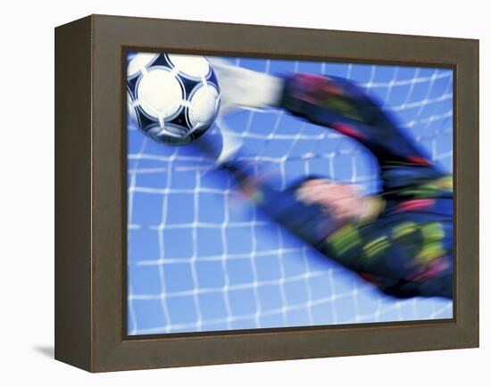 Goalie Attempting to Stop a Soccer Ball-null-Framed Premier Image Canvas