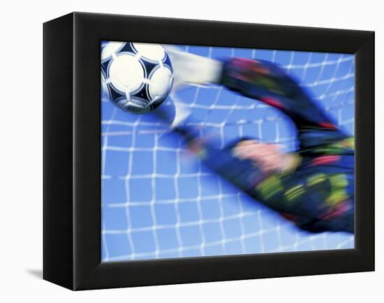 Goalie Attempting to Stop a Soccer Ball-null-Framed Premier Image Canvas