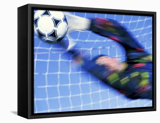 Goalie Attempting to Stop a Soccer Ball-null-Framed Premier Image Canvas