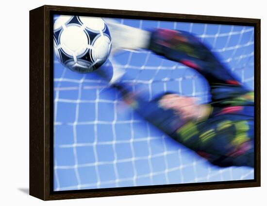 Goalie Attempting to Stop a Soccer Ball-null-Framed Premier Image Canvas