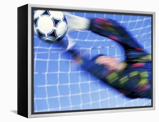 Goalie Attempting to Stop a Soccer Ball-null-Framed Premier Image Canvas