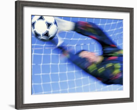 Goalie Attempting to Stop a Soccer Ball-null-Framed Photographic Print