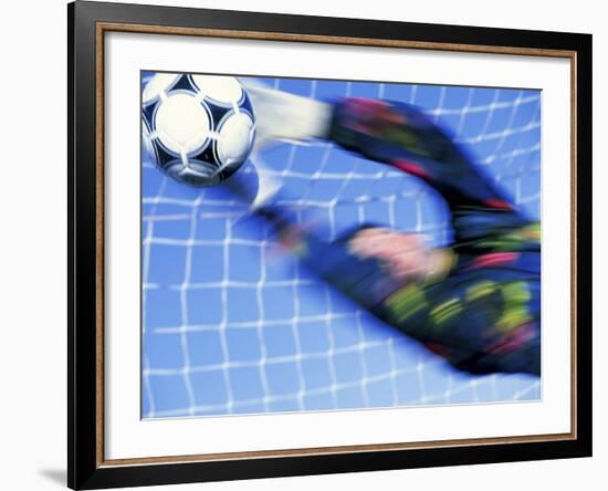 Goalie Attempting to Stop a Soccer Ball-null-Framed Photographic Print