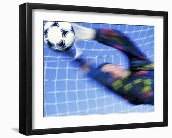 Goalie Attempting to Stop a Soccer Ball-null-Framed Photographic Print