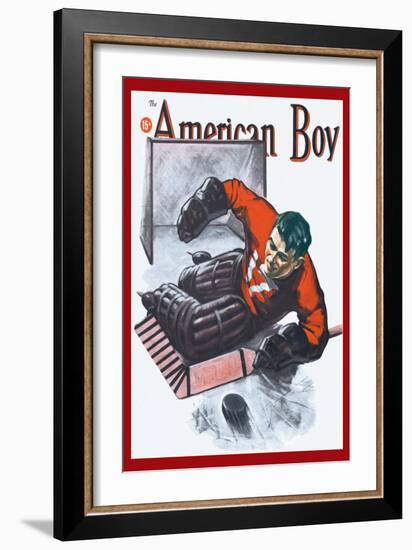 Goalie Making Stick Save-null-Framed Art Print