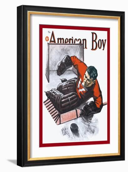 Goalie Making Stick Save-null-Framed Art Print