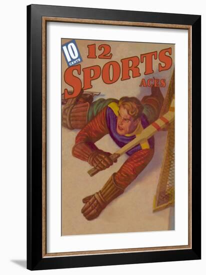 Goalie Sprawled Out on the Ice-null-Framed Premium Giclee Print