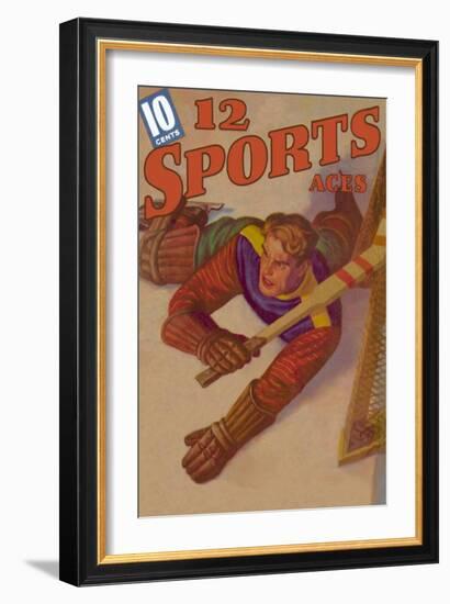 Goalie Sprawled Out on the Ice-null-Framed Premium Giclee Print