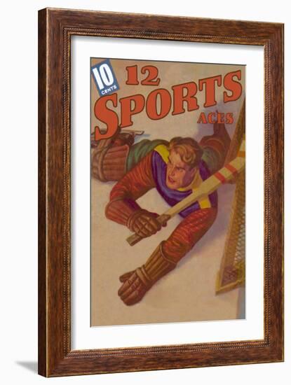 Goalie Sprawled Out on the Ice-null-Framed Art Print