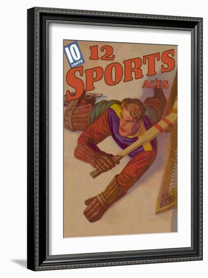 Goalie Sprawled Out on the Ice-null-Framed Art Print