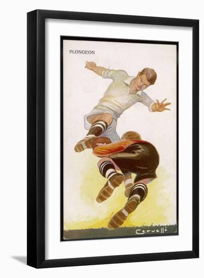 Goalkeeper Makes a Brave Save at the Feet of an Oncoming Striker-null-Framed Art Print