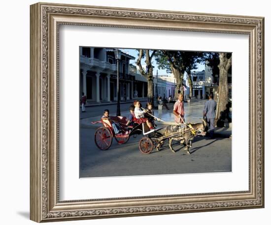 Goat Cart with Children on a Sunday in the Plaza De La Revolucion, Bayamo, Cuba, West Indies-R H Productions-Framed Photographic Print