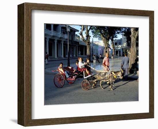 Goat Cart with Children on a Sunday in the Plaza De La Revolucion, Bayamo, Cuba, West Indies-R H Productions-Framed Photographic Print