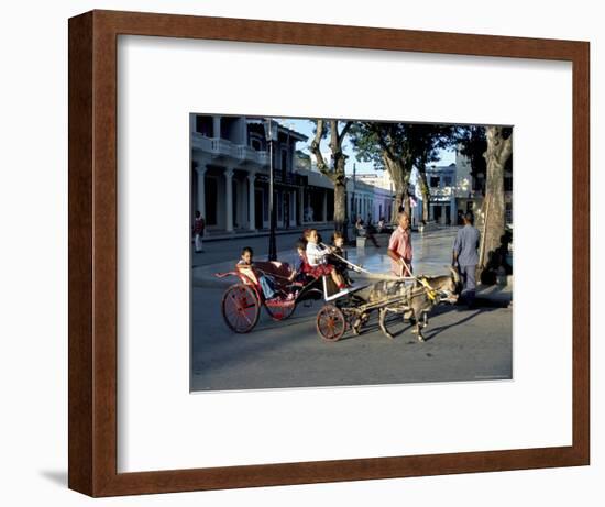 Goat Cart with Children on a Sunday in the Plaza De La Revolucion, Bayamo, Cuba, West Indies-R H Productions-Framed Photographic Print