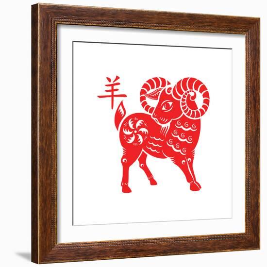 Goat Papercut of 2015 Lunar Year Symbol-sahuad-Framed Photographic Print