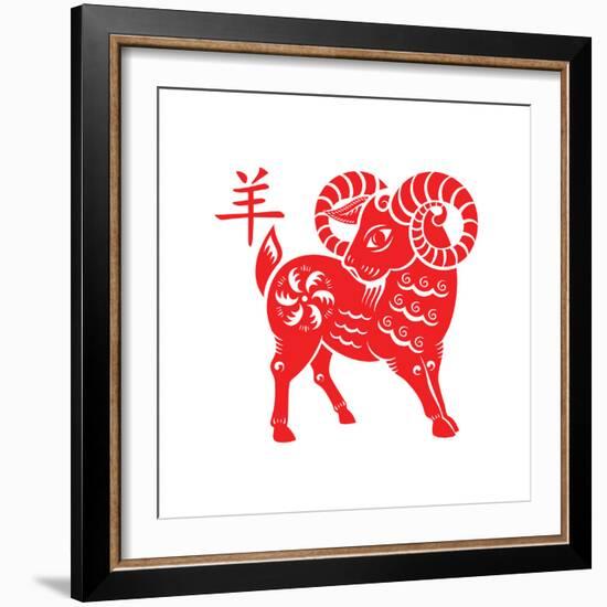 Goat Papercut of 2015 Lunar Year Symbol-sahuad-Framed Photographic Print